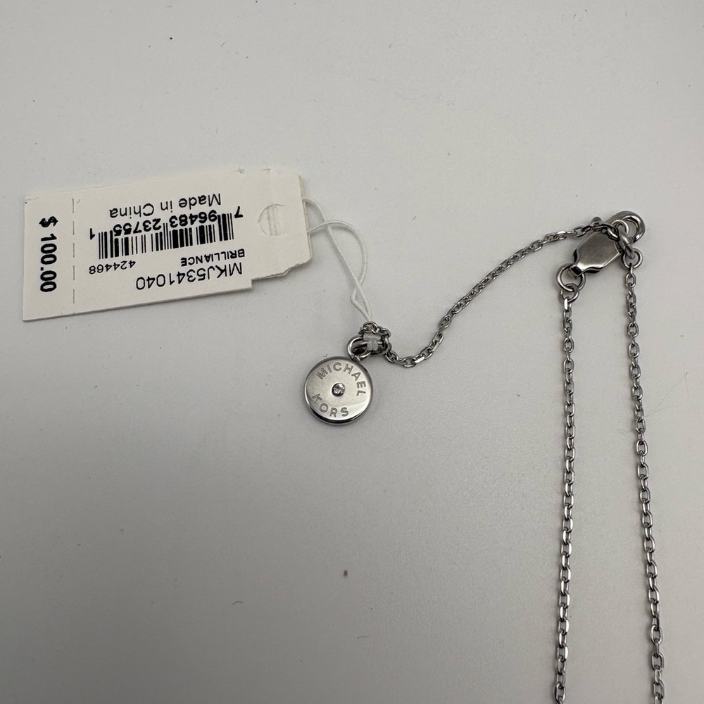 Michael Kors Silver Crystal Pendant Necklace with Matching Earrings - Picture 2 of 4